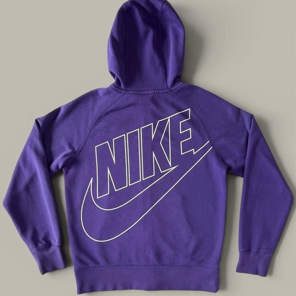 Nike Other - Nike Big Logo Full Zip Hoodie Fleece Size M Purple Raglan Graphic Sweatshirt